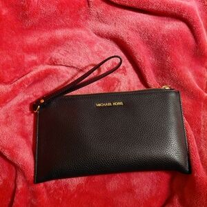 Michael Kors Black Pebbled Leather Wristlet